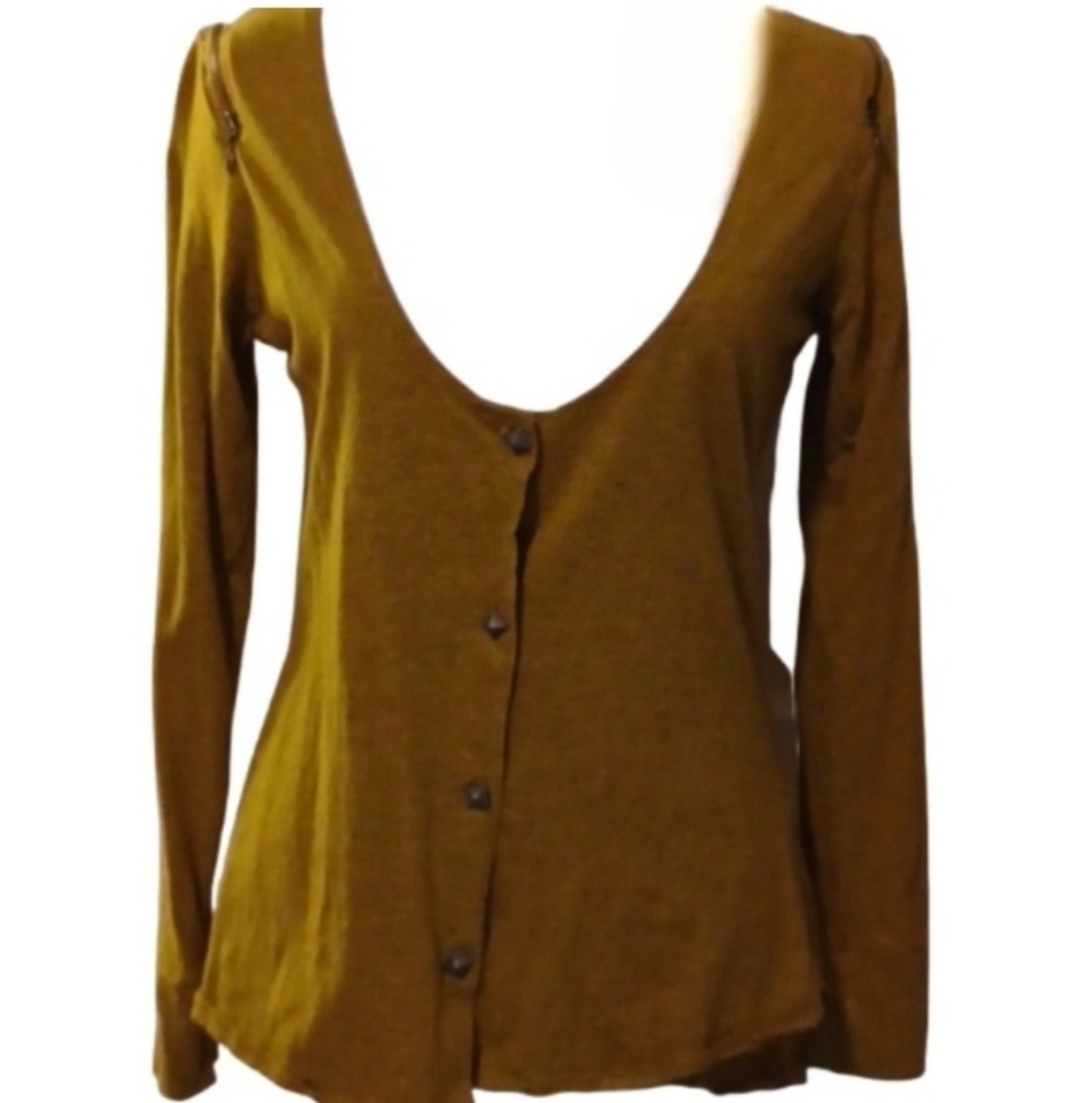 -- Rusrty Mustard Yellow Cardigan Women's Size Small
